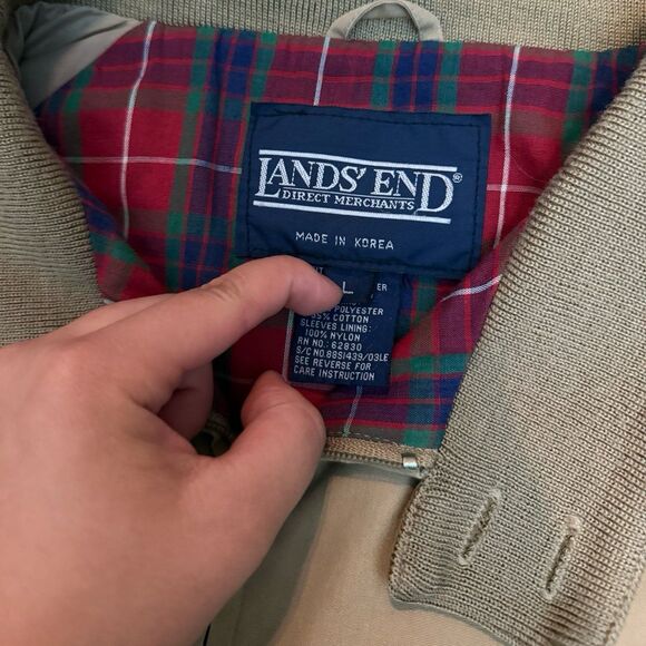 Lands' End Harrington-style plaid lined barn jacket - Picture 2 of 5